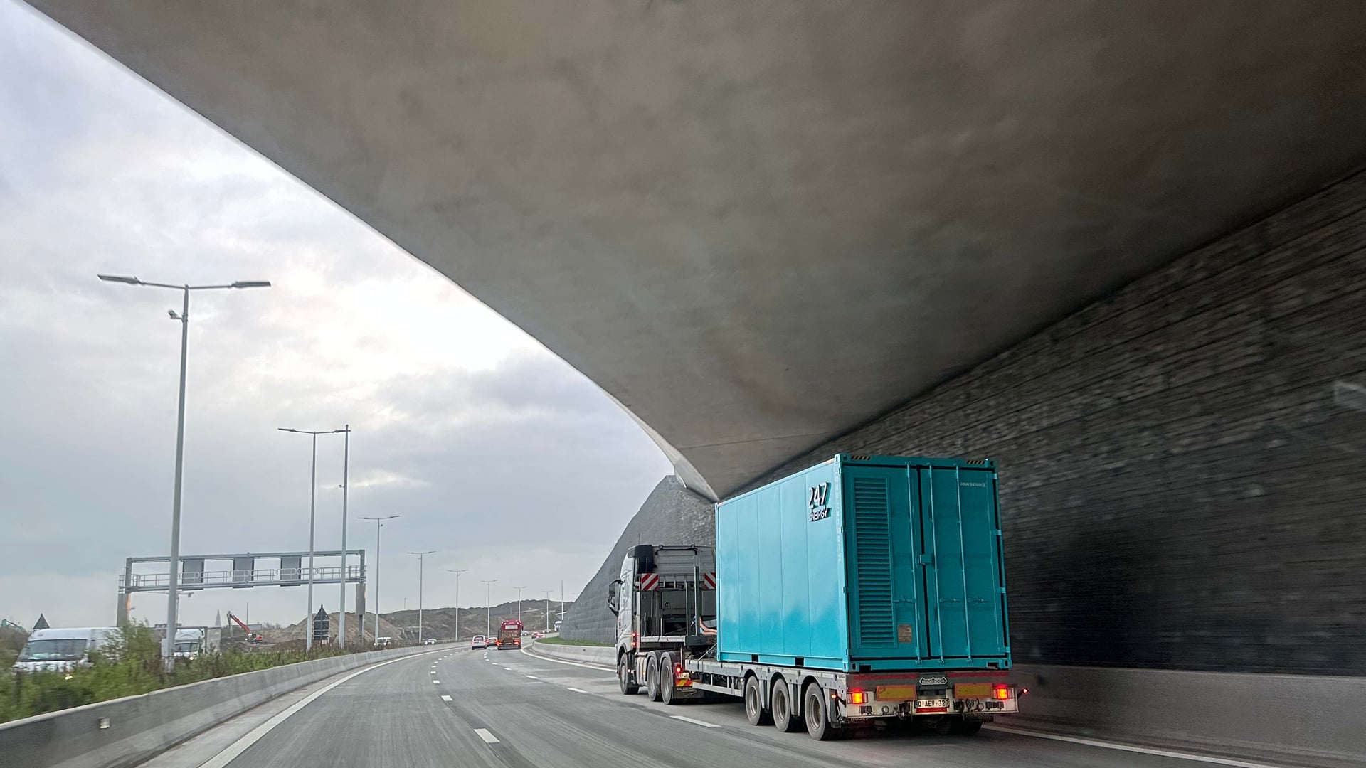 247 Energy unit in transit on a Belgian motorway